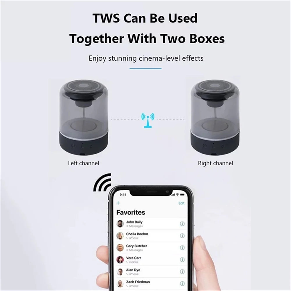 JY03 Wireless Speaker Portable TWS Transparent Subwoofer Stereo Music RGB Light Speaker for Home Bedroom Car Party - 5