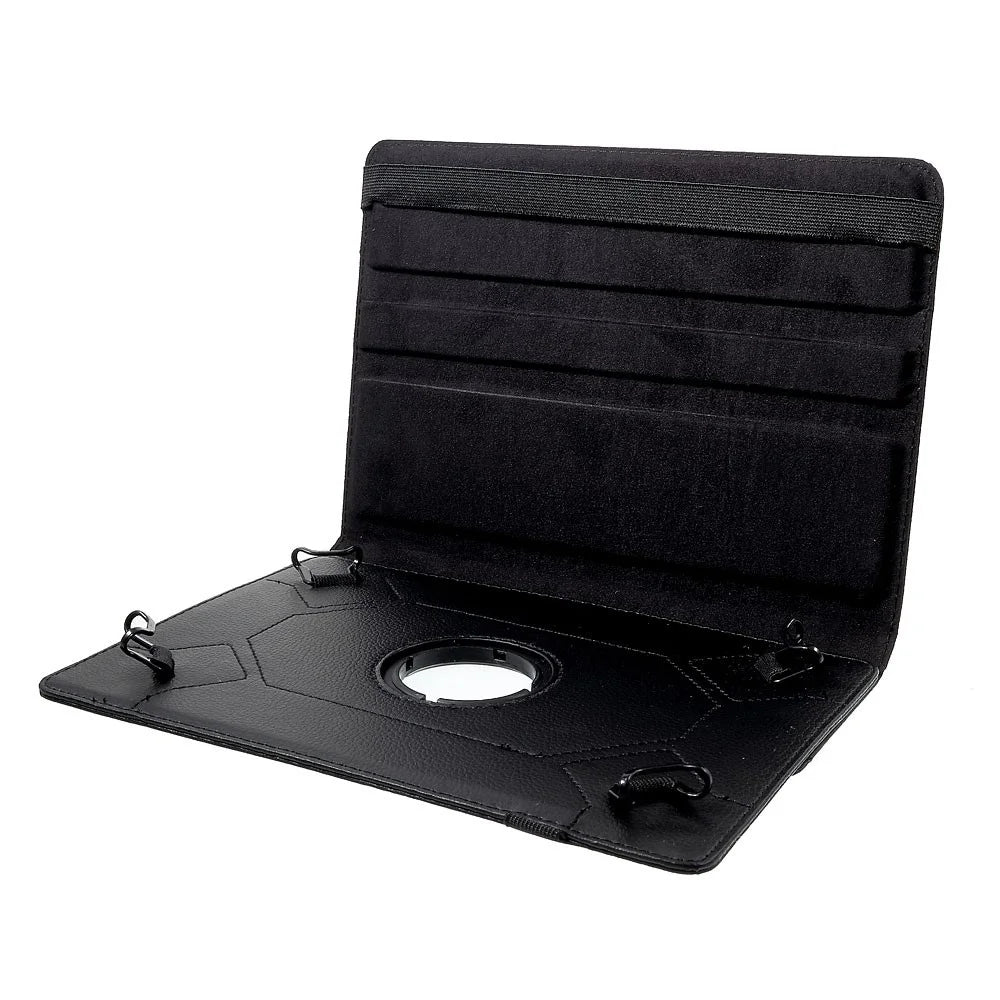 Anti-Drop 360-Degree Swiveling Stand Litchi Texture Universal Leather Protective Case for 9-10 inch Tablet - Black - 7