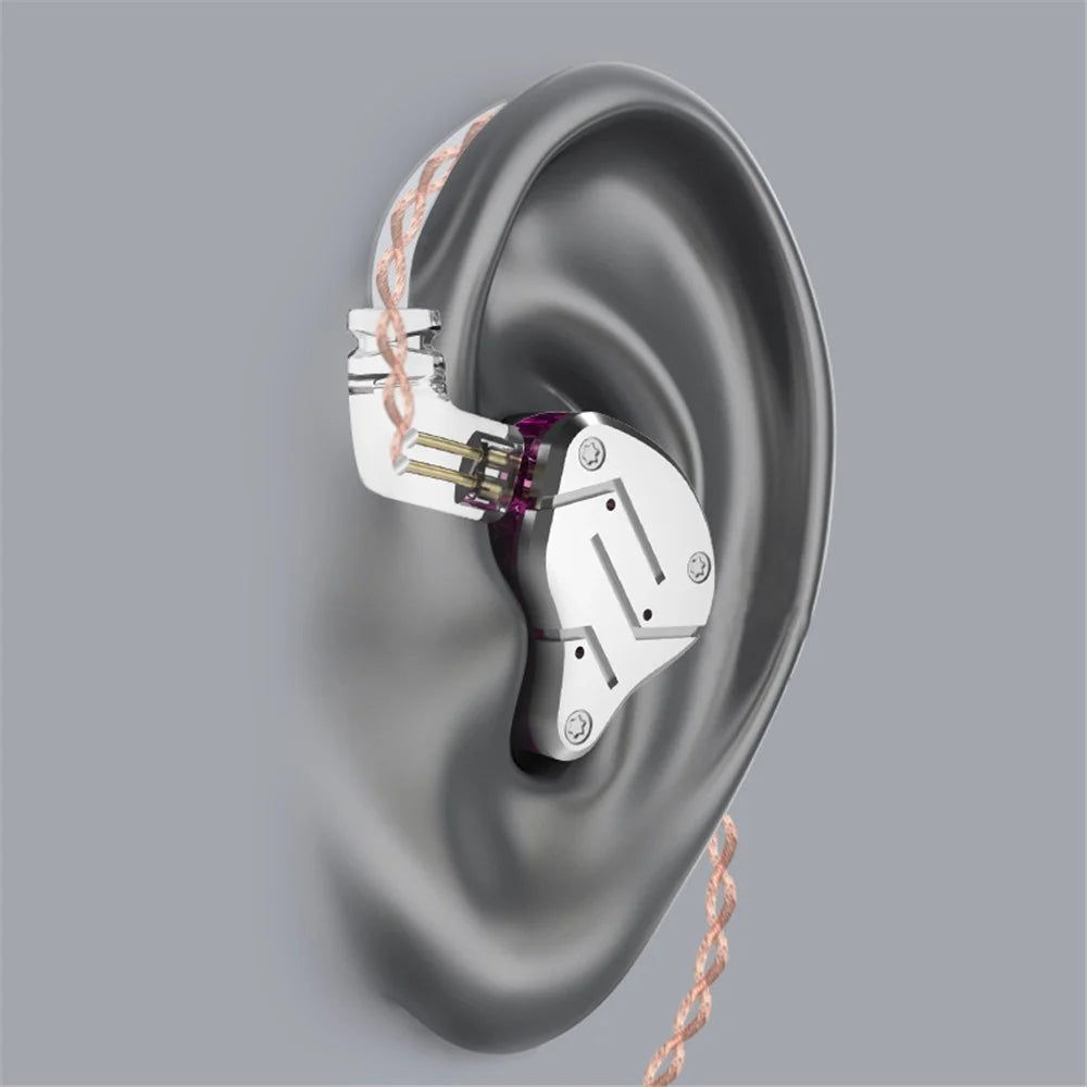 KZ ZSN Earphone High Fidelity 1 Dynamic 1 Balanced Armature Driver KZ Headphone without Microphone (Standard Version) - Purple - 2