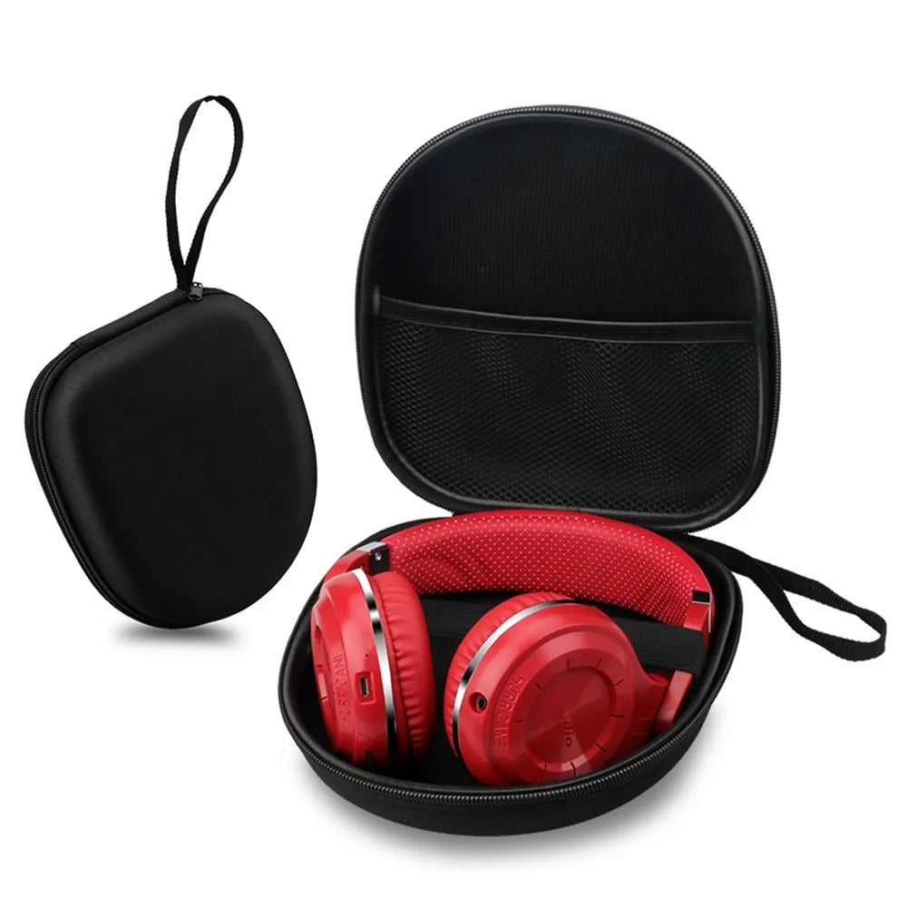 Portable Zippered Round Shaped Earphone Headphone Earbud Carrying Storage Bag Case - Black - 2