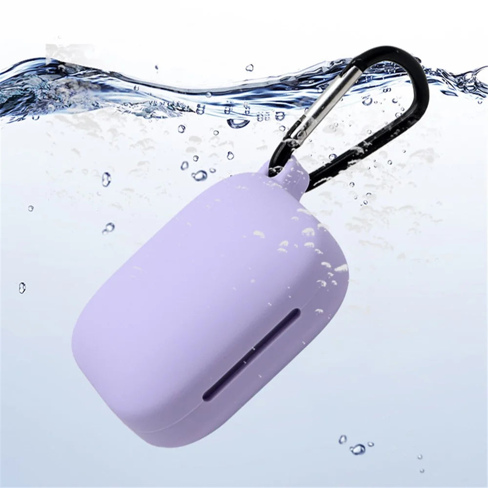 Bluetooth-compatible Earphone Soft Silicone Cover Protective Case with Hanging Buckle for OnePlus Buds Pro - Purple - 6
