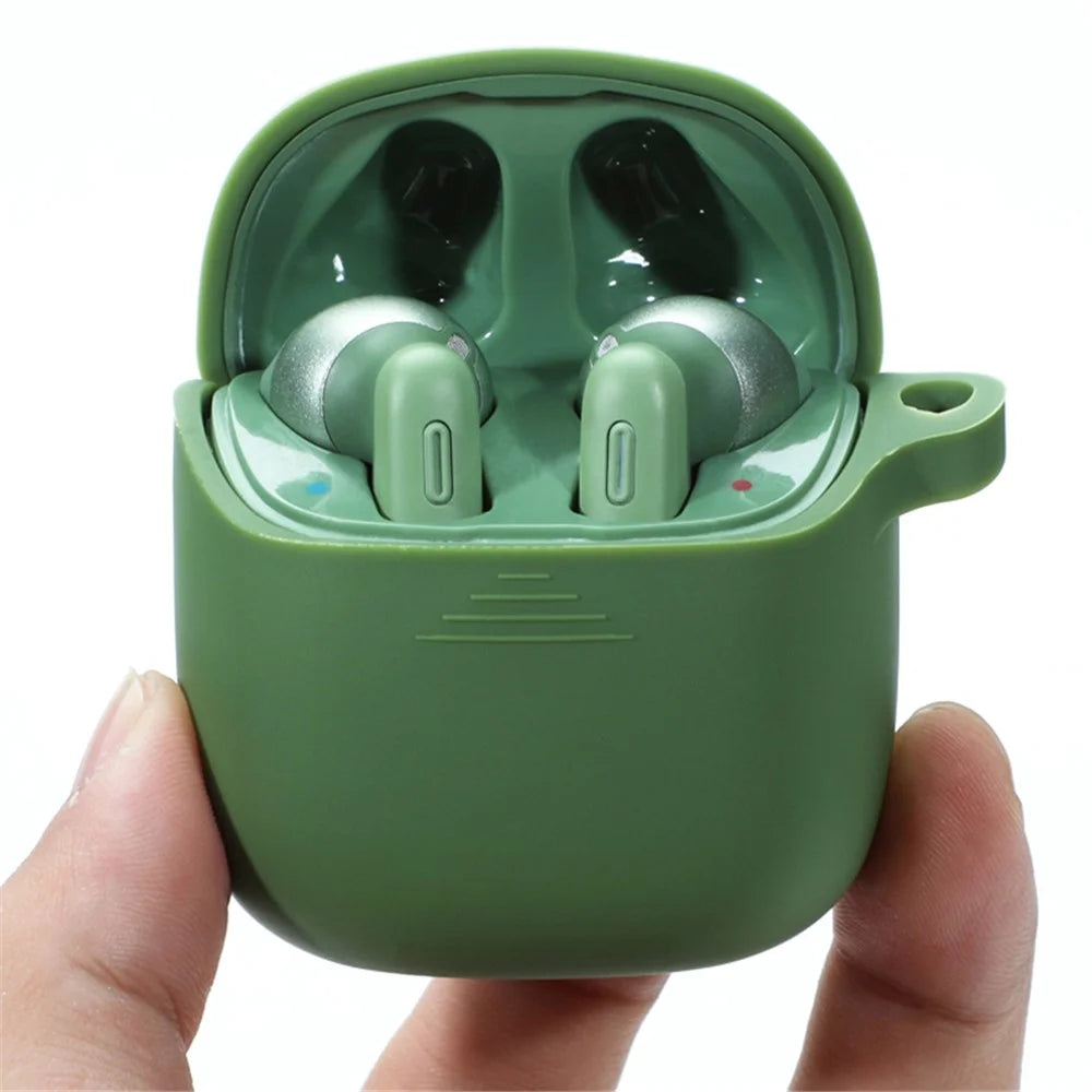 Durable Silicone Bluetooth-compatible Earphone Case Protective Cover Shell with Anti-lost Buckle for JBL TUNE220TWS - Grass Green - 2