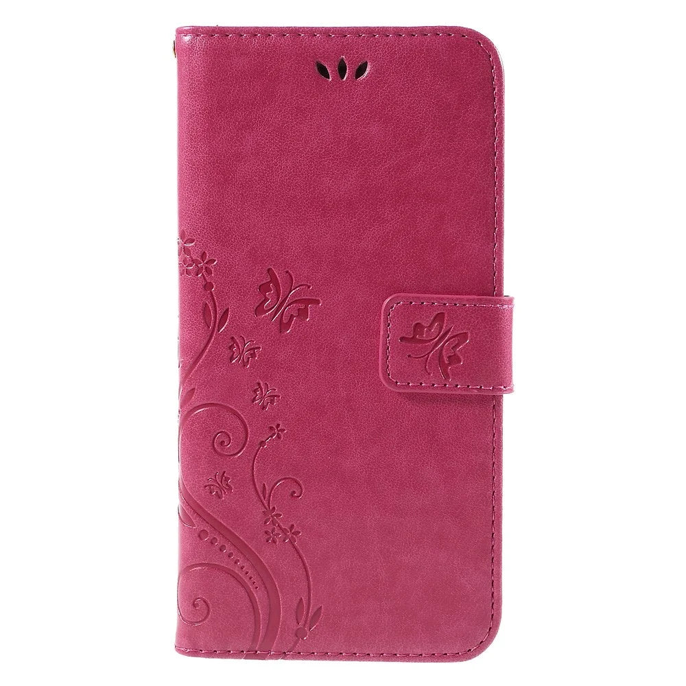 Butterfly Leather Wallet Stand Shell for iPhone 6s 6 4.7 inch with Reversed Magnetic Clasp - Rose - 4