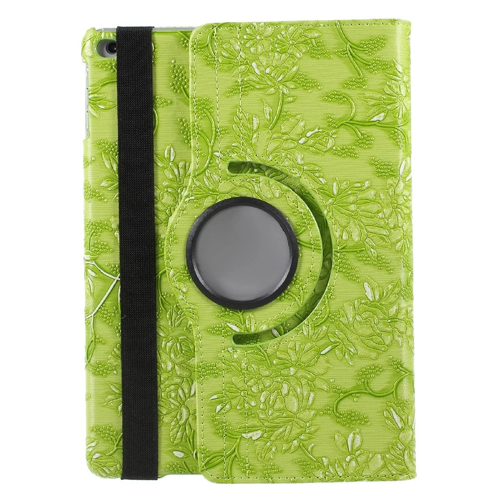 Grapevine Pattern 360 Degree Rotary Leather Stand Cover for iPad 9.7 inch (2018)/9.7 inch (2017) - Green - 1