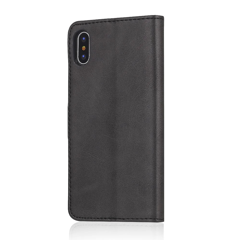 LC.IMEEKE Wallet Stand Leather Protective Case for iPhone X/10 - Black - 3