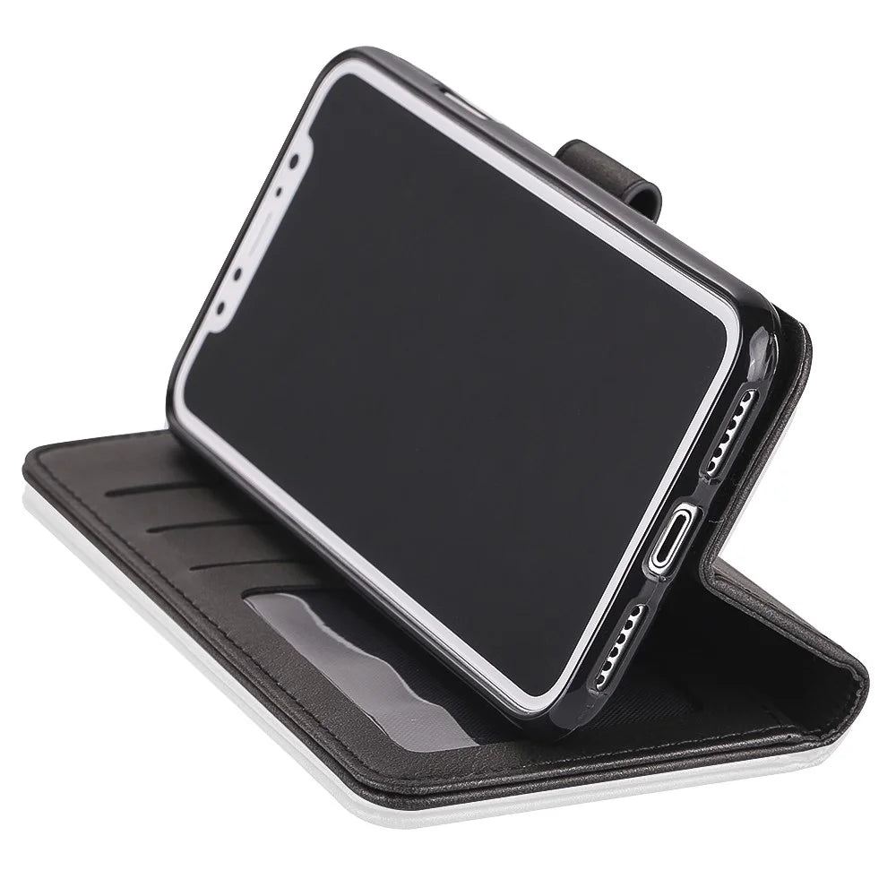LC.IMEEKE Wallet Stand Leather Protective Case for iPhone X/10 - Black - 6