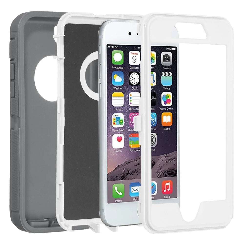 Shockproof Drop-proof Dust-proof Plastic + TPU Combo Shell for iPhone 6s/6 - White + Grey - 5