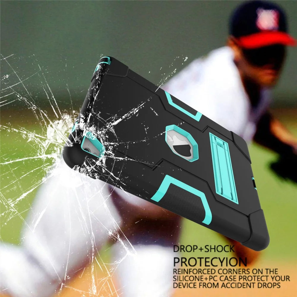 Dual Color PC + Silicone Armor Defender Kickstand Cover for iPad Pro 9.7 inch (2016) - Black + Mint Green - 5