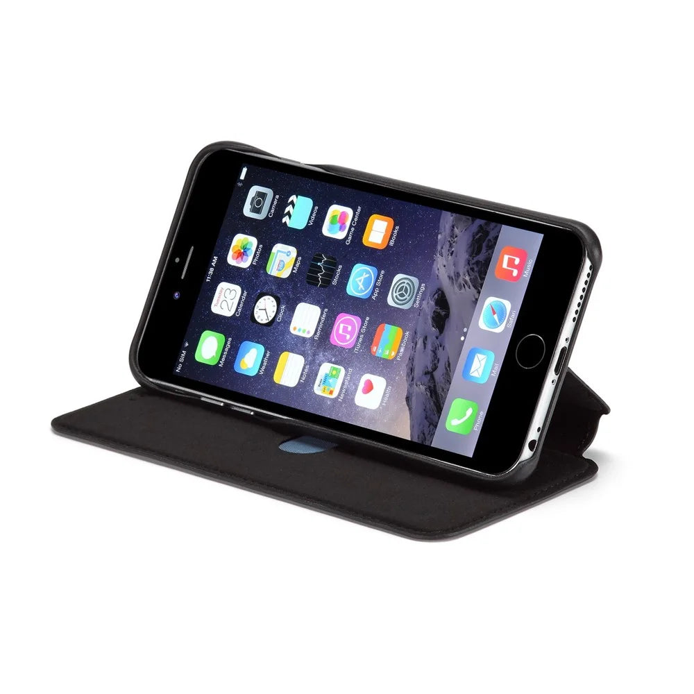 LC.IMEEKE for iPhone 6s Plus/6 Plus Retro Style Leather Card Holder Stand Case - Black - 7