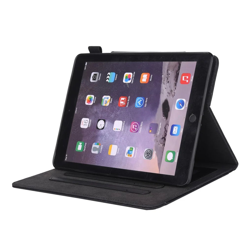 Crazy Horse Leather Wallet Stand Smart Casing for iPad 9.7-inch (2018)/9.7-inch (2017)/9.7 inch (2016)/Air 2/Air - Black - 6