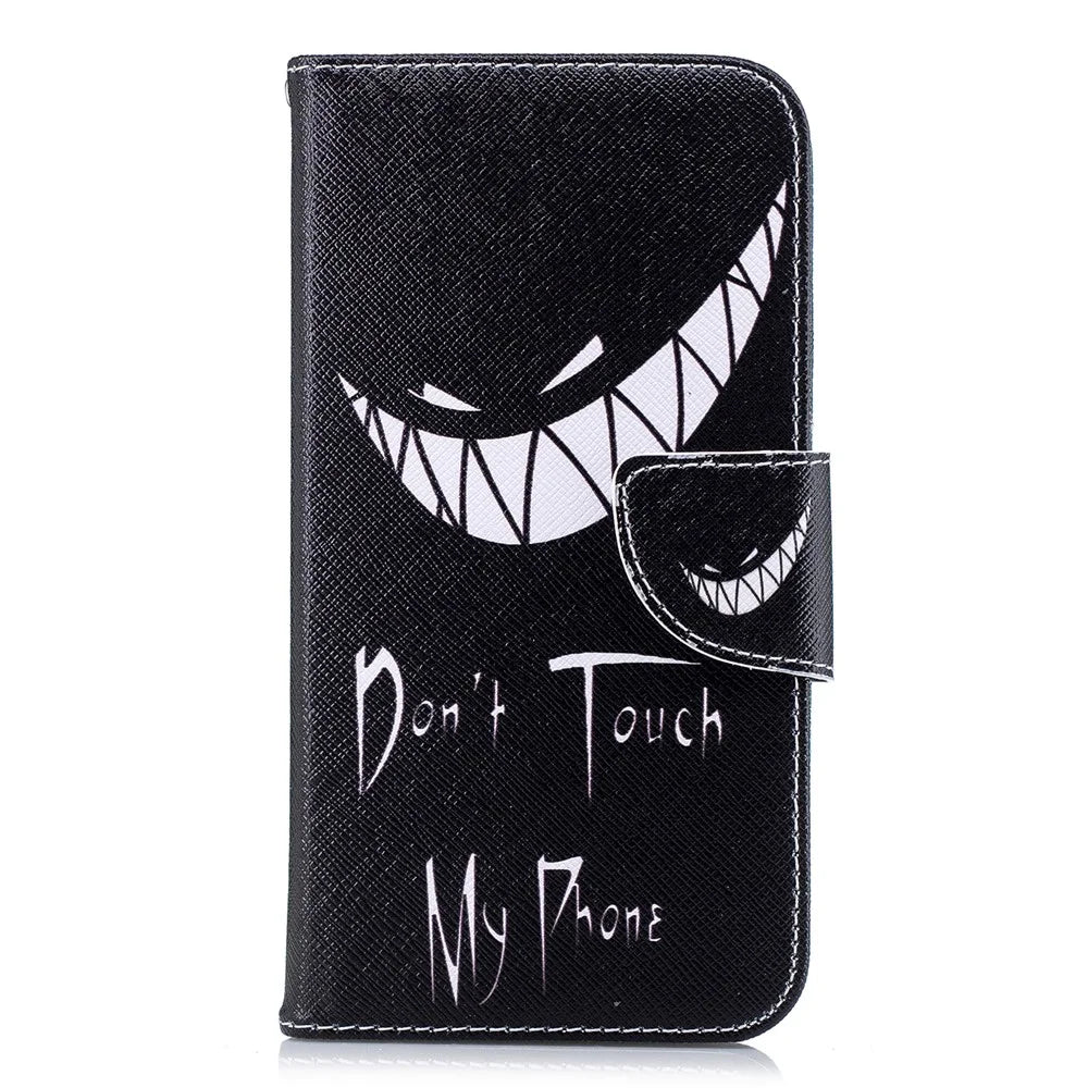 For iPhone XR 6.1 inch Pattern Printing PU Leather Protection Cell Phone Case - Don't Touch My Phone - 2