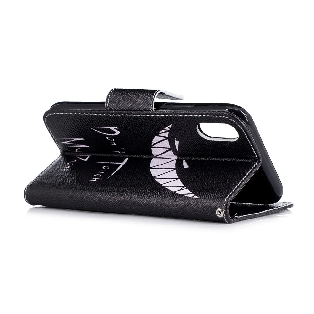 For iPhone XR 6.1 inch Pattern Printing PU Leather Protection Cell Phone Case - Don't Touch My Phone - 4