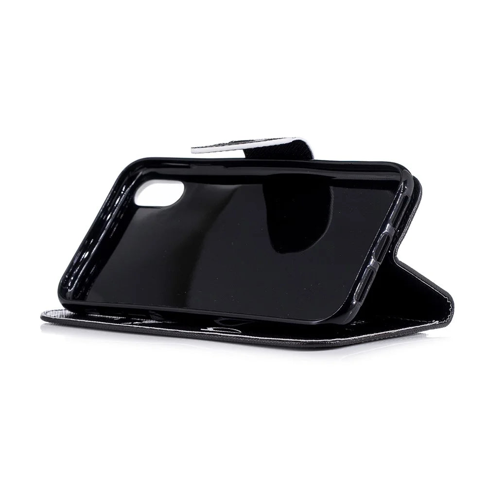 For iPhone XR 6.1 inch Pattern Printing PU Leather Protection Cell Phone Case - Don't Touch My Phone - 5