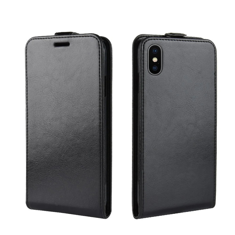 Crazy Horse Vertical Flip Card Holder Leather Case for iPhone XR 6.1-inch - Black - 2