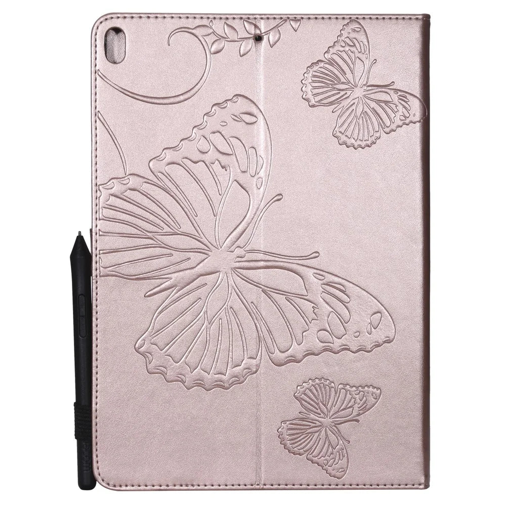KT Tablet Series-3 Imprint Butterfly Flower Stand Wallet Leather Shell for iPad Air 10.5 (2019)/Pro 10.5 (2017) - Rose Gold - 2