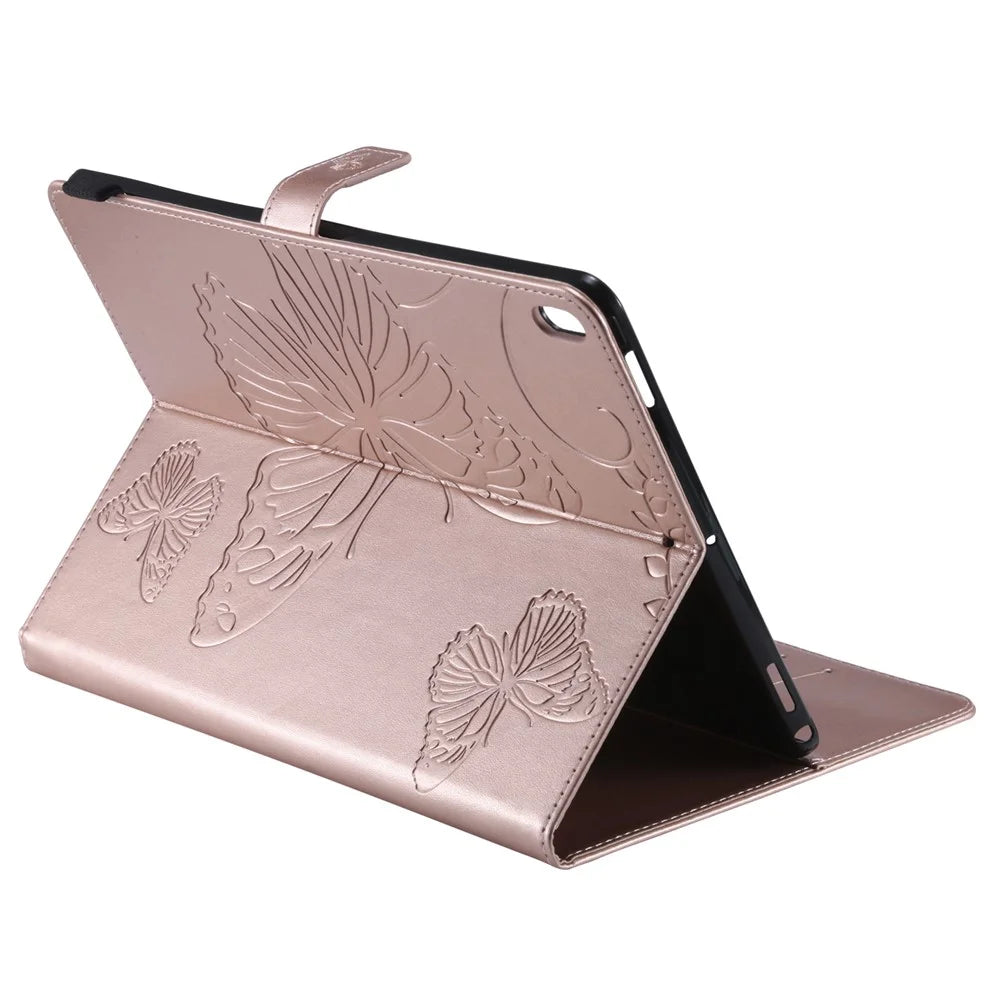 KT Tablet Series-3 Imprint Butterfly Flower Stand Wallet Leather Shell for iPad Air 10.5 (2019)/Pro 10.5 (2017) - Rose Gold - 6