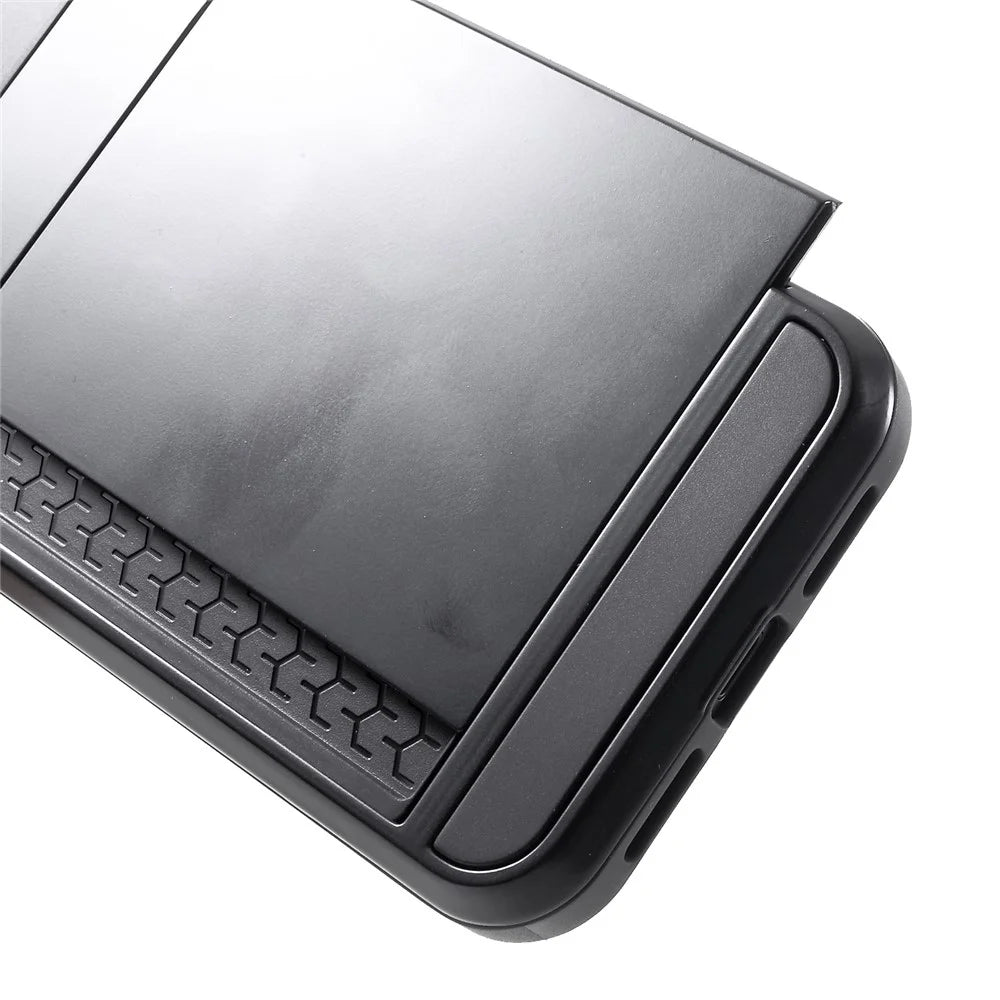 Sliding Card Holder PC + TPU Mobile Phone Shell for iPhone XR 6.1 inch - Black - 5
