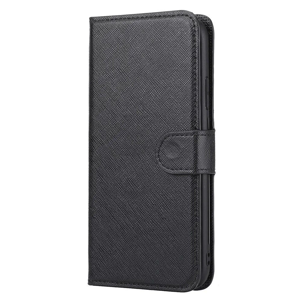 Cross Texture Leather Wallet Case + Removable TPU Back Shell for iPhone XR 6.1 inch - Black - 2