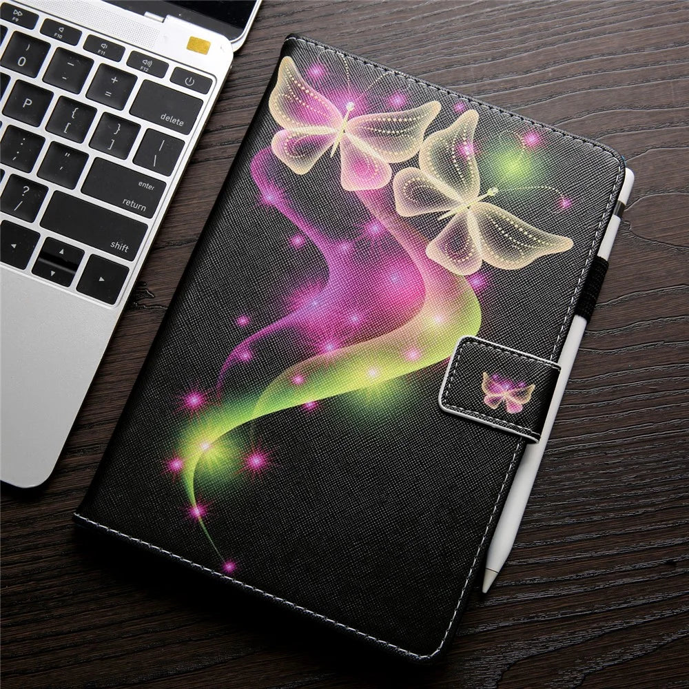 Pattern Printing Leather Cover Wallet Stand Shell for iPad 9.7 (2018)/9.7 (2017)/Air 2/Air - Beautiful Butterfly - 4