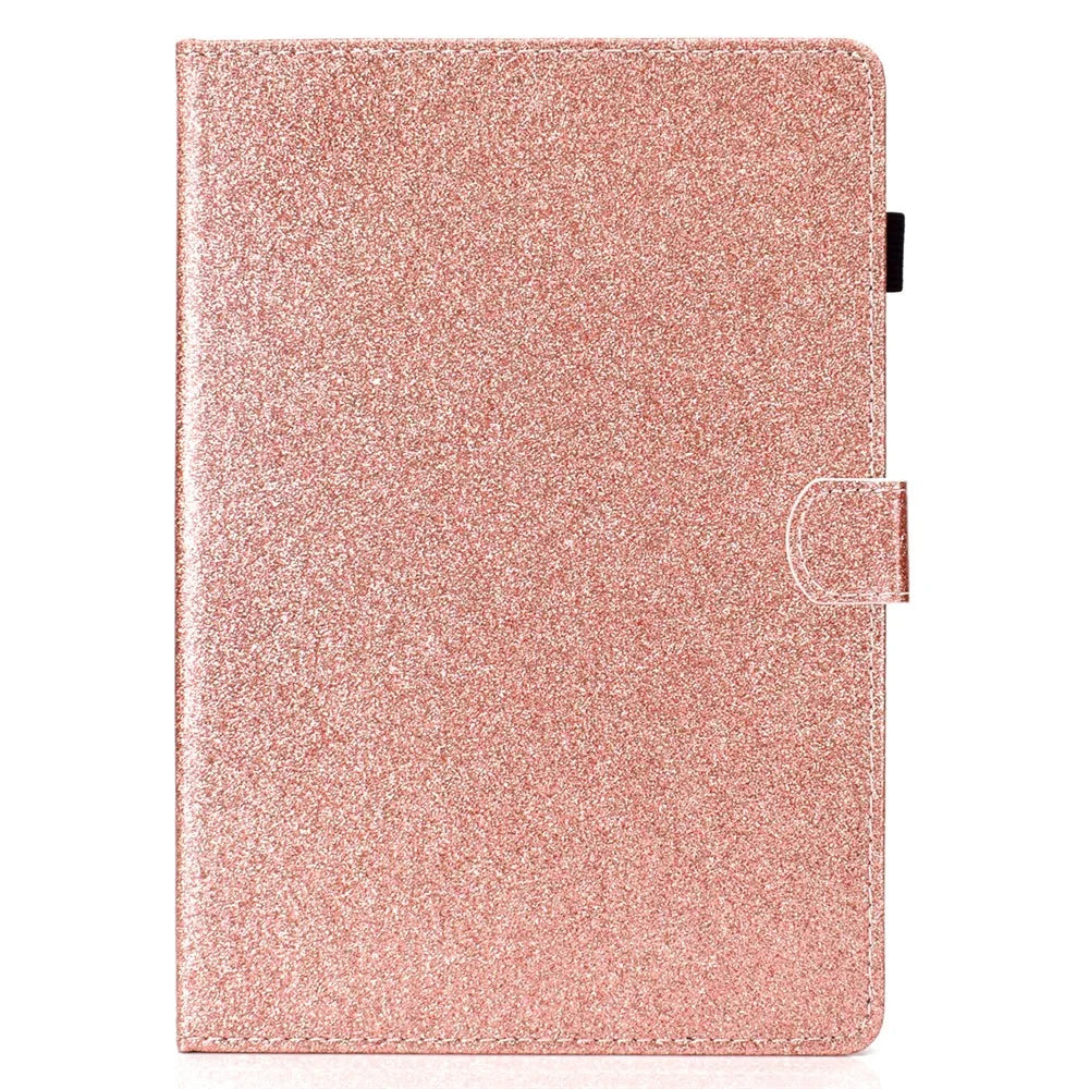 Flash Powder Card Holder PU Leather Stand Flip Shell for iPad 9.7-inch (2018) / 9.7-inch (2017) / Air 2 / Air - Rose Gold - 2