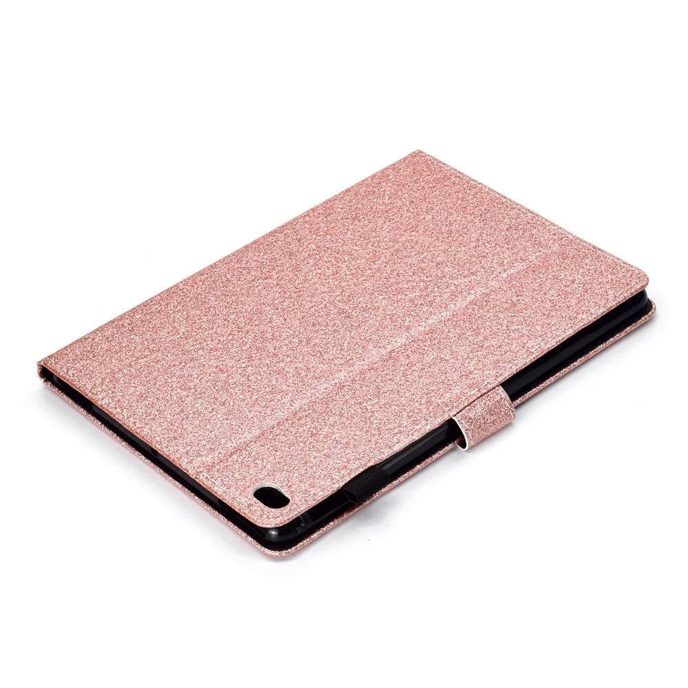 Flash Powder Card Holder PU Leather Stand Flip Shell for iPad 9.7-inch (2018) / 9.7-inch (2017) / Air 2 / Air - Rose Gold - 6