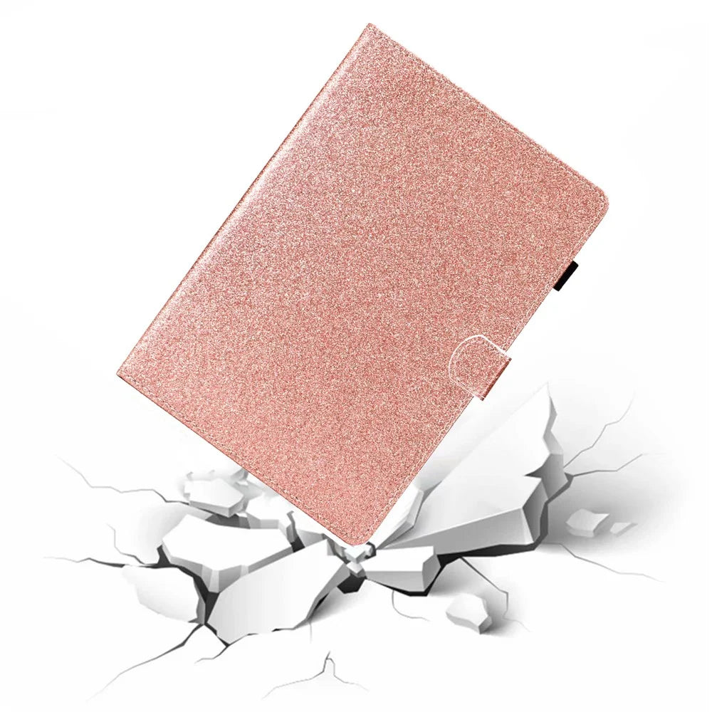 Flash Powder Card Holder PU Leather Stand Flip Shell for iPad 9.7-inch (2018) / 9.7-inch (2017) / Air 2 / Air - Rose Gold - 7