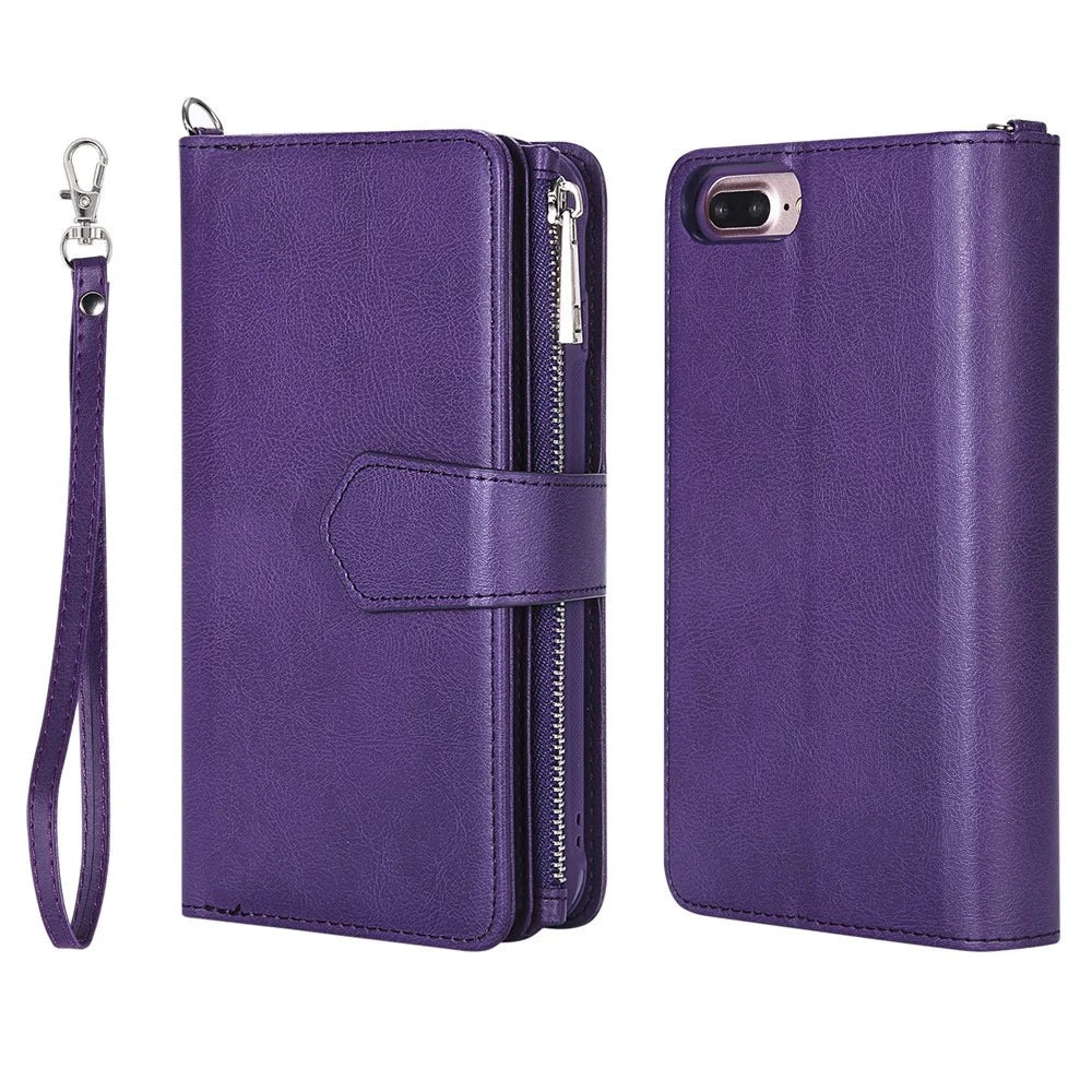 For iPhone 8 Plus / 7 Plus / 6s Plus / 6 Plus KT Multi-functional Series-4 Detachable 2-in-1 TPU + Zipper Wallet Stand Leather Portable Case - Purple - 2