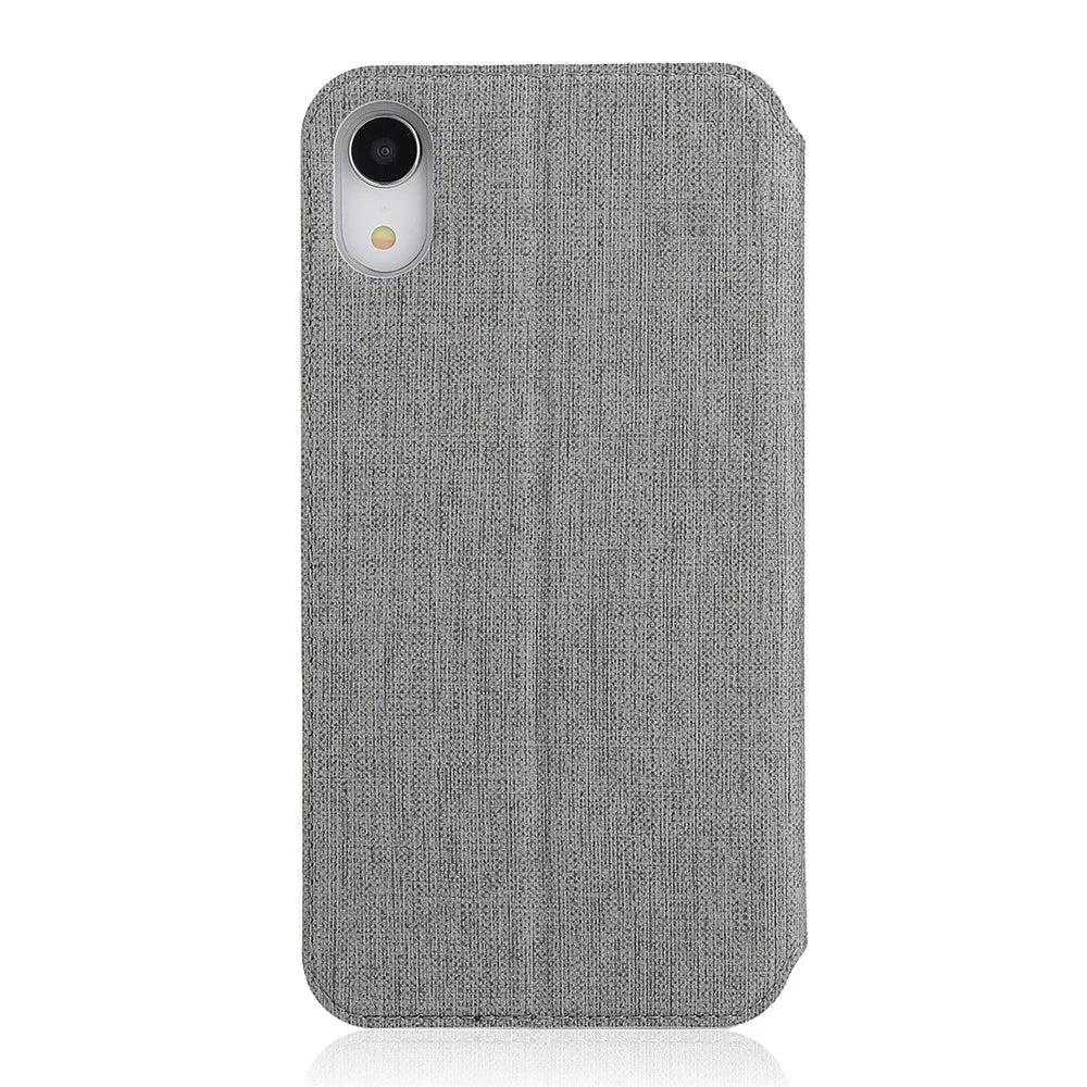 VILI DMX Cross Texture PU Leather Stand Cover with Card Slots for iPhone XR 6.1 inch - Grey - 3