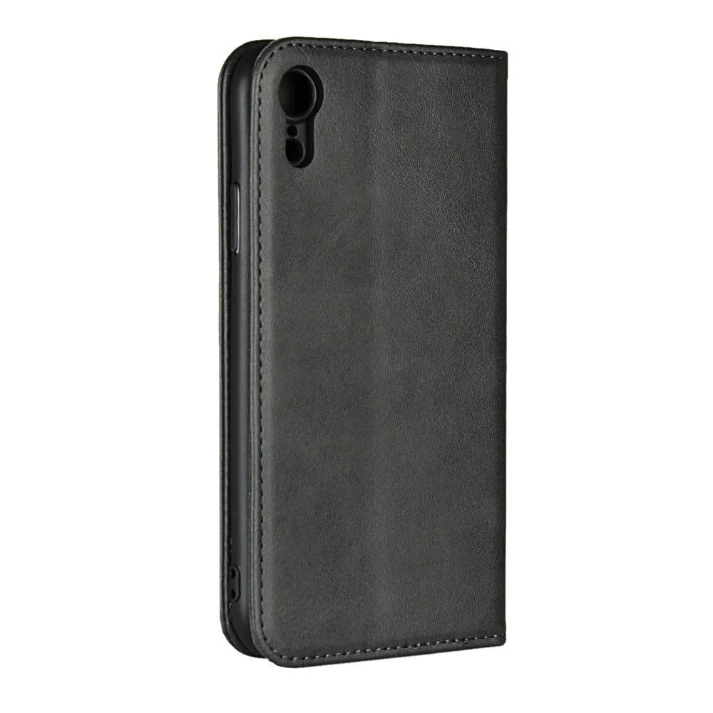 Magnetic Stand Leather Wallet Case for iPhone XR 6.1 inch - Black - 3