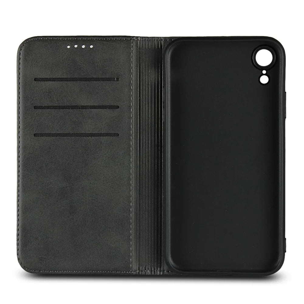 Magnetic Stand Leather Wallet Case for iPhone XR 6.1 inch - Black - 4