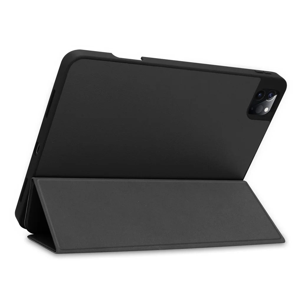 Tri-fold Leather Stand Smart Case with Pen Slot for  iPad Pro 11-inch (2022) / (2021) / (2020) / (2018) - Black - 4