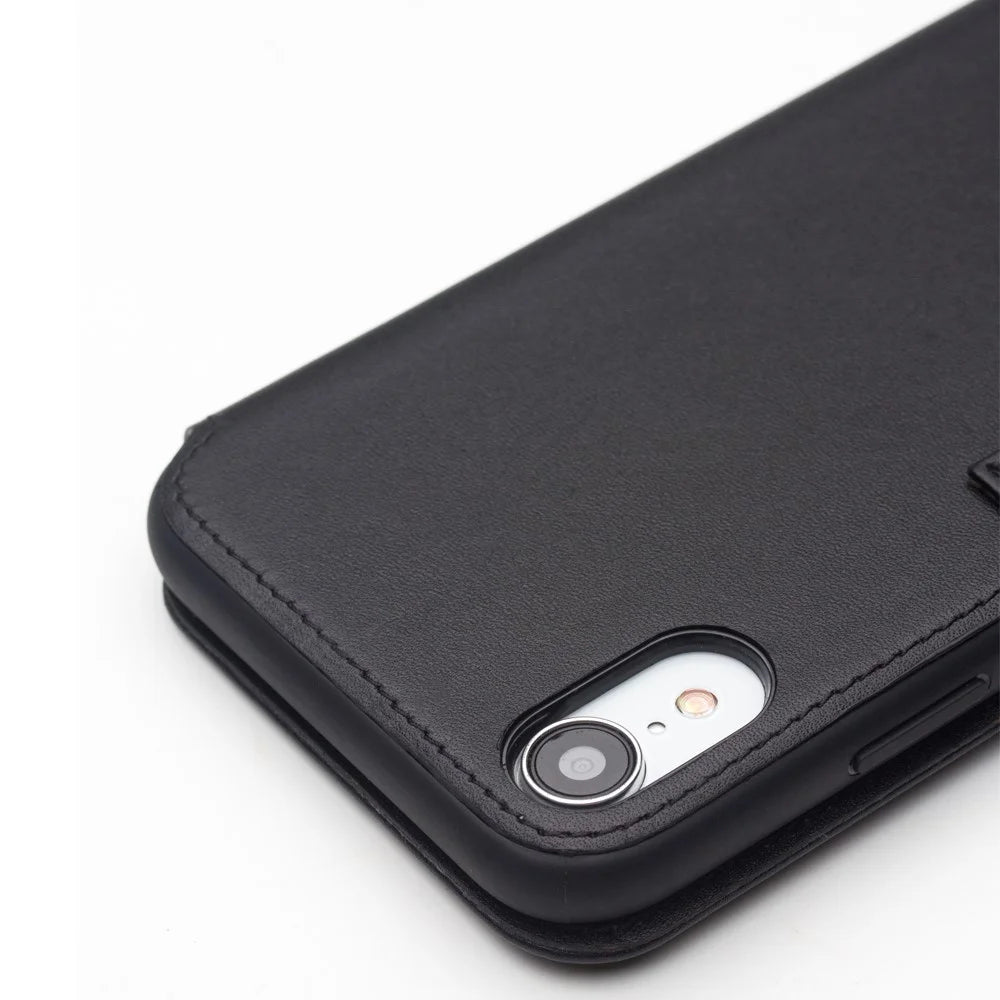 QIALINO Top Layer Cowhide Leather Magnetic Clasp Phone Case for iPhone XR 6.1 inch - Black - 3