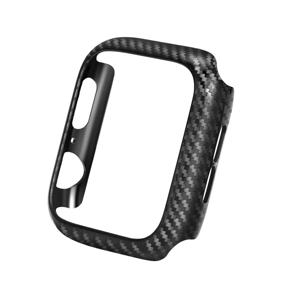 HAT PRINCE for Apple Watch Series SE3 / SE2 / SE1 /  6 / 5 / 4 44mm Carbon Fiber Texture TPU Protective Case + 3D Full Size Curved Hot Bending HD Clear PET Film - 2