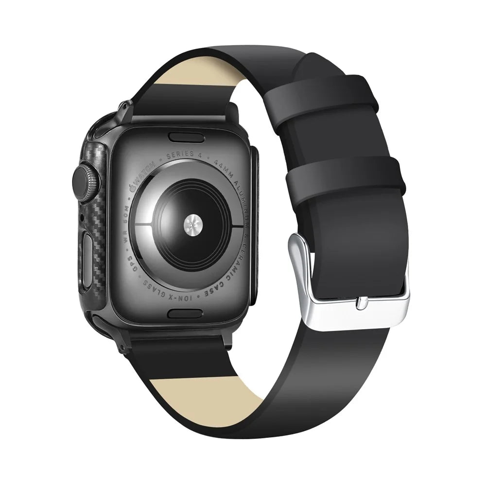 HAT PRINCE for Apple Watch Series SE3 / SE2 / SE1 /  6 / 5 / 4 44mm Carbon Fiber Texture TPU Protective Case + 3D Full Size Curved Hot Bending HD Clear PET Film - 5