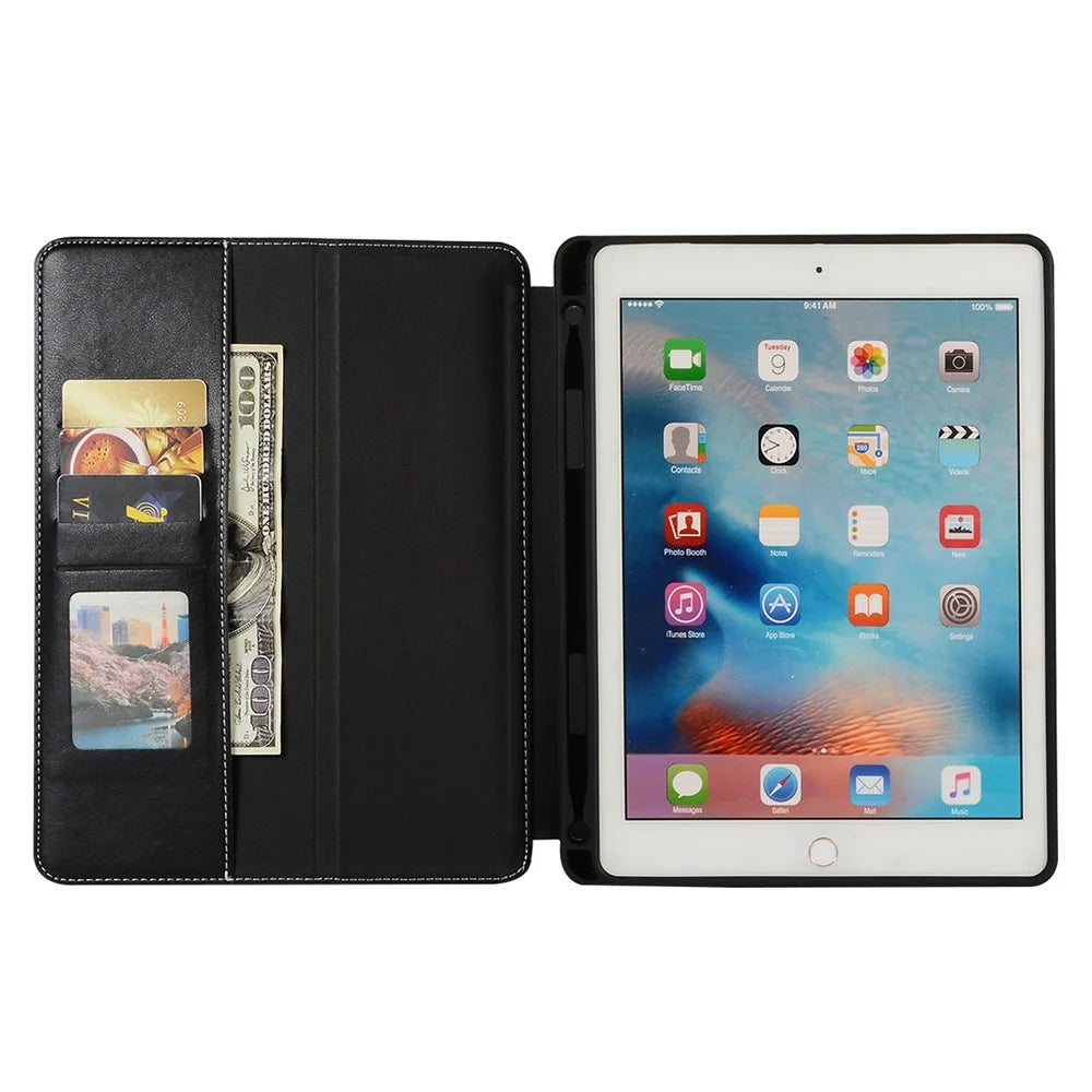 PU Leather Wallet Stand Tablet Case with Pen Slot for iPad 9.7-inch (2018)/9.7-inch (2017)/Air 2/Air - Black - 5