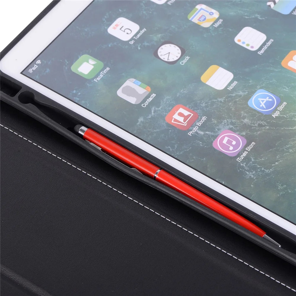 PU Leather Wallet Stand Tablet Case with Pen Slot for iPad 9.7-inch (2018)/9.7-inch (2017)/Air 2/Air - Black - 7