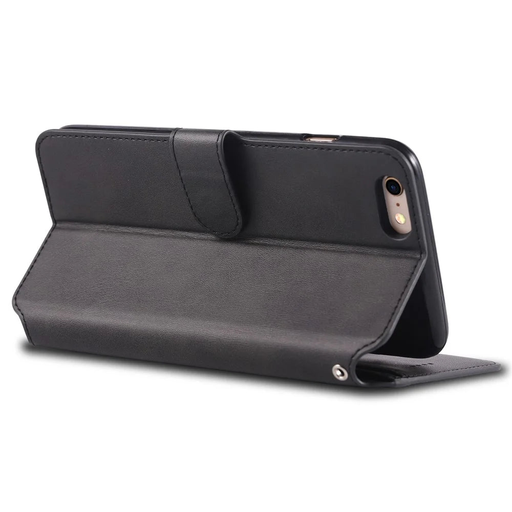 AZNS Leather Case [Wallet Stand] for iPhone 6s / 6 4.7-inch - Black - 3