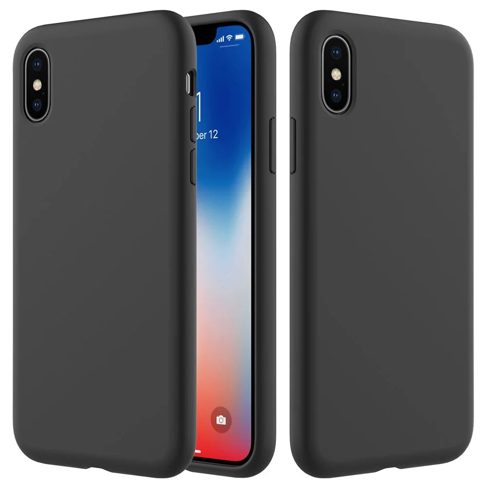 Edge Wrapped Liquid Silicone Case for iPhone XS Max 6.5 inch - Black - 1
