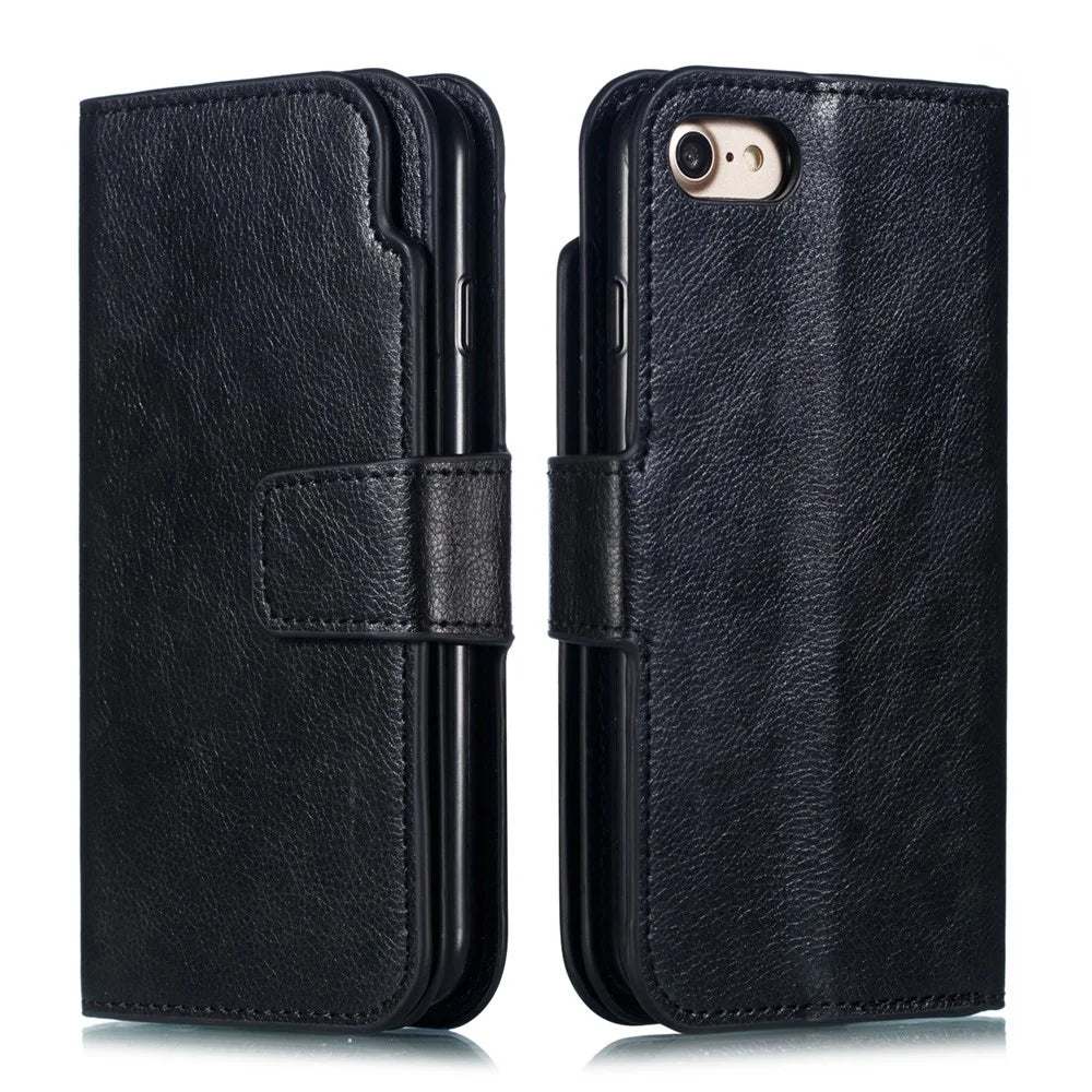 9 Card Slots Crazy Horse Leather Wallet Mobile Cover for iPhone 7/8/SE (2020)/SE (2022) 4.7 inch - Black - 2