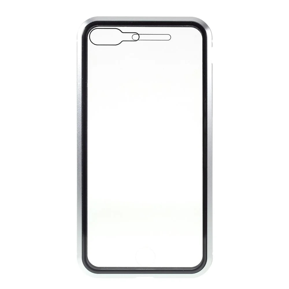 Magnetic Frame Tempered Glass Phone Shell All-Round Full Protection for iPhone 8 Plus / 7 Plus 5.5 inch - Silver - 2