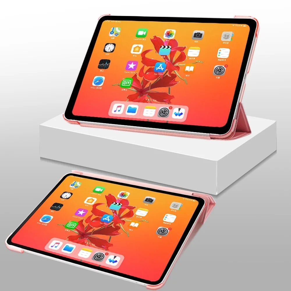 Tri-fold Stand PU Leather Smart Case Cover with Removable Pen Cap for iPad Air (2020) / Air (2022) / Pro 11-inch (2018) / (2020) / (2021) / (2022)- Red - 5