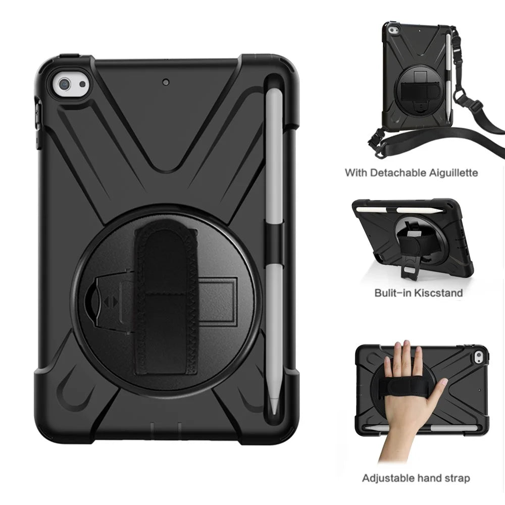 [X-Shape] PC + TPU 360-degree Swivel Kickstand Case with Hand Strap for iPad mini (2019) 7.9 inch / mini 4 - Black - 4