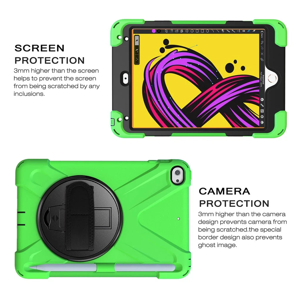 [X-Shape] PC + TPU 360-degree Swivel Kickstand Case with Hand Strap for iPad mini (2019) 7.9 inch / iPad mini 4 - Green - 3