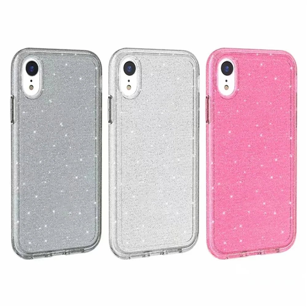 Glittery Powder PC TPU Hybrid Back Case for iPhone XR 6.1 inch - Transparent - 2