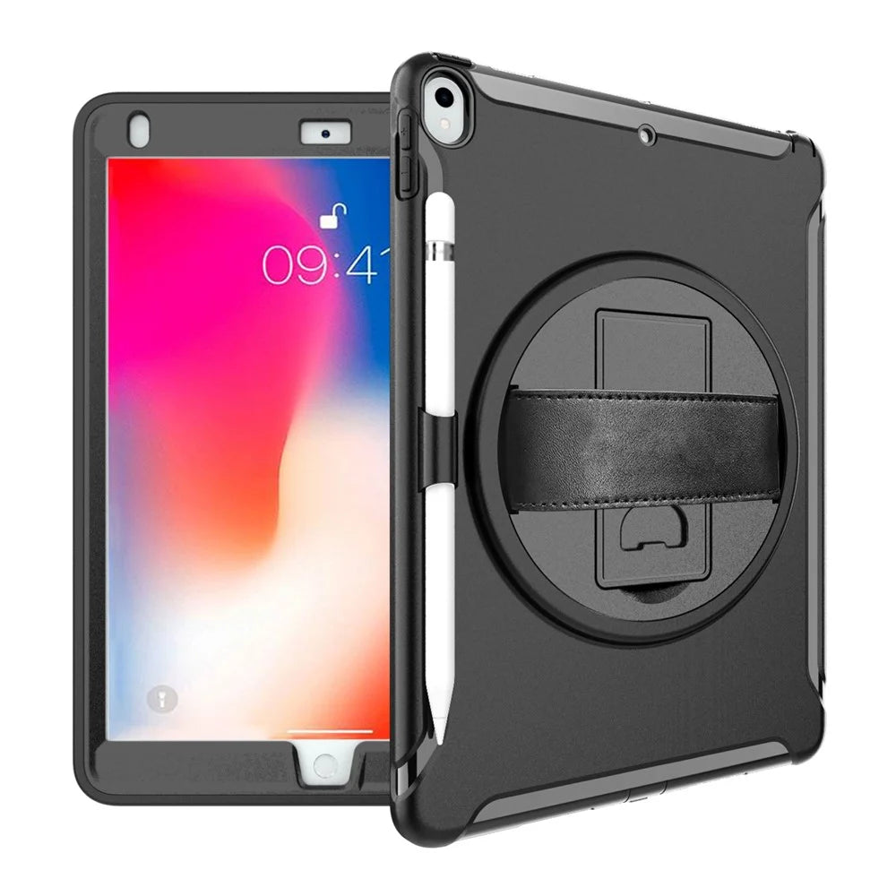 360° Swivel Kickstand PC + TPU Hybrid Tablet Case with Hand Strap for iPad Pro 10.5-inch (2017) - Black - 4