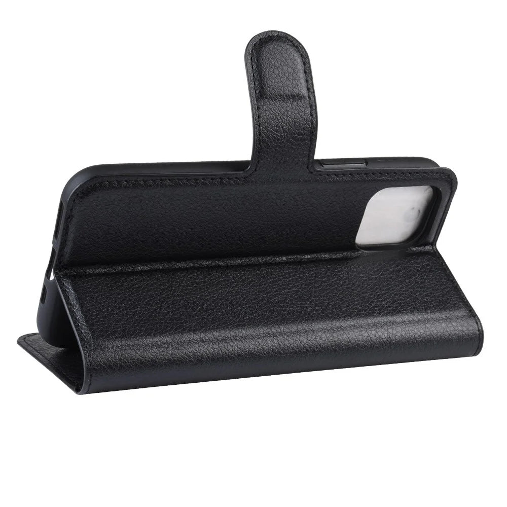 Litchi Skin Wallet Leather Stand Case for iPhone 11 Pro Max 6.5 inch (2019) - Black - 5