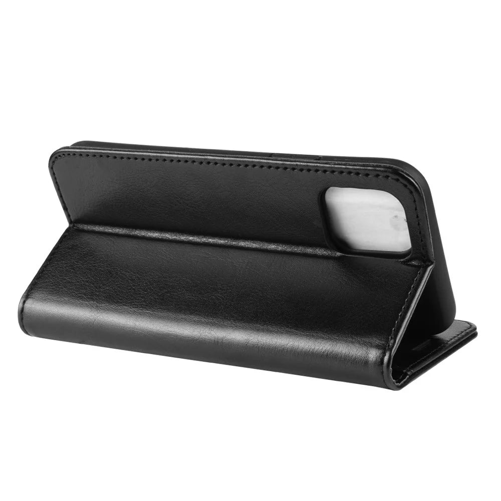 Crazy Horse PU Leather Stand Wallet Flip Phone Case for iPhone 11 Pro Max 6.5 inch (2019) - Black - 6