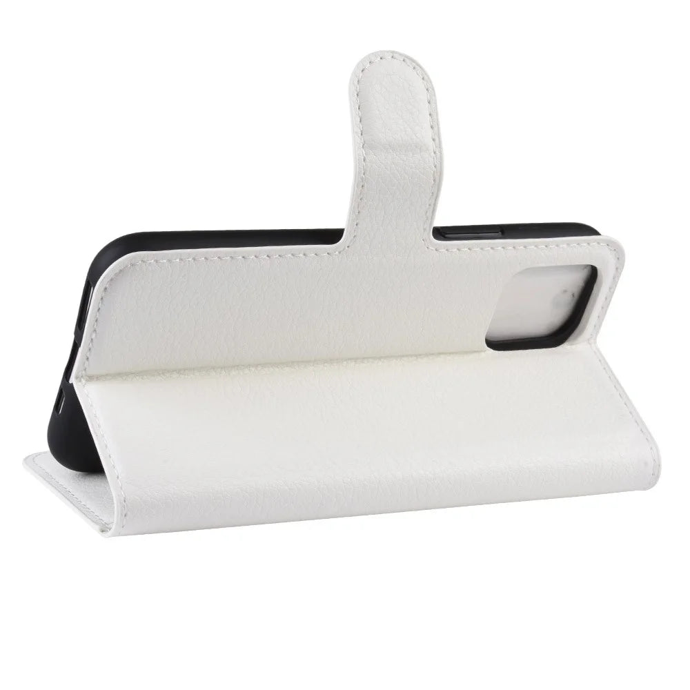 Litchi Skin Leather Wallet Stand Case for iPhone 11 6.1 inch (2019) with Soft TPU Inner Case - White - 5