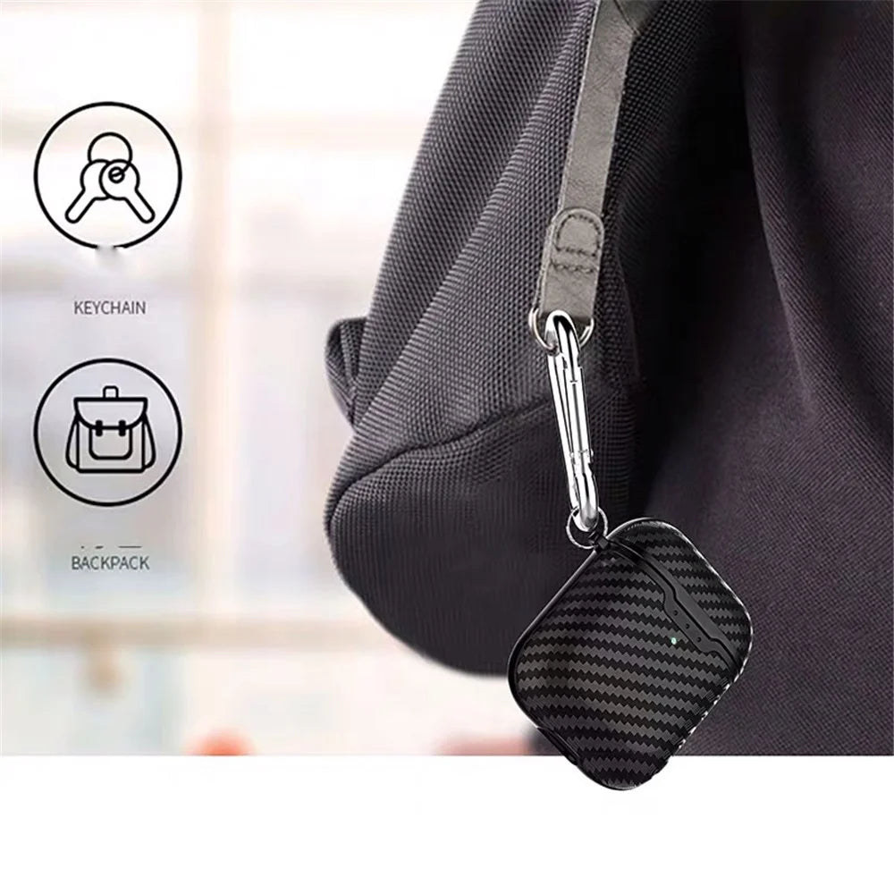 Carbon Fiber TPU Protective Case for Apple AirPods with Wireless Charging Case (2019) - Red - 4