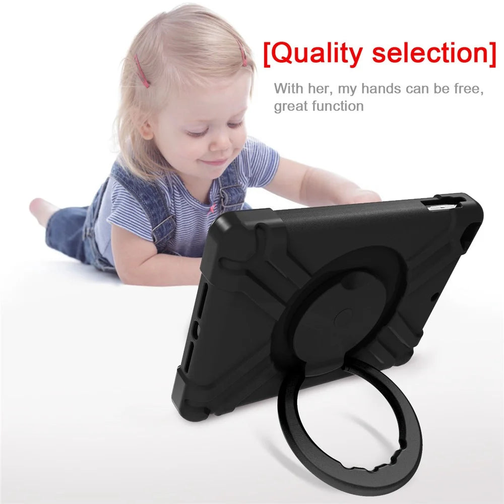 360° Swivel Kickstand PC + Silicone Hybrid Tablet Case for Apple iPad Air/Air 2/iPad 9.7-inch (2018) / iPad 9.7-inch (2017) - All Black - 4